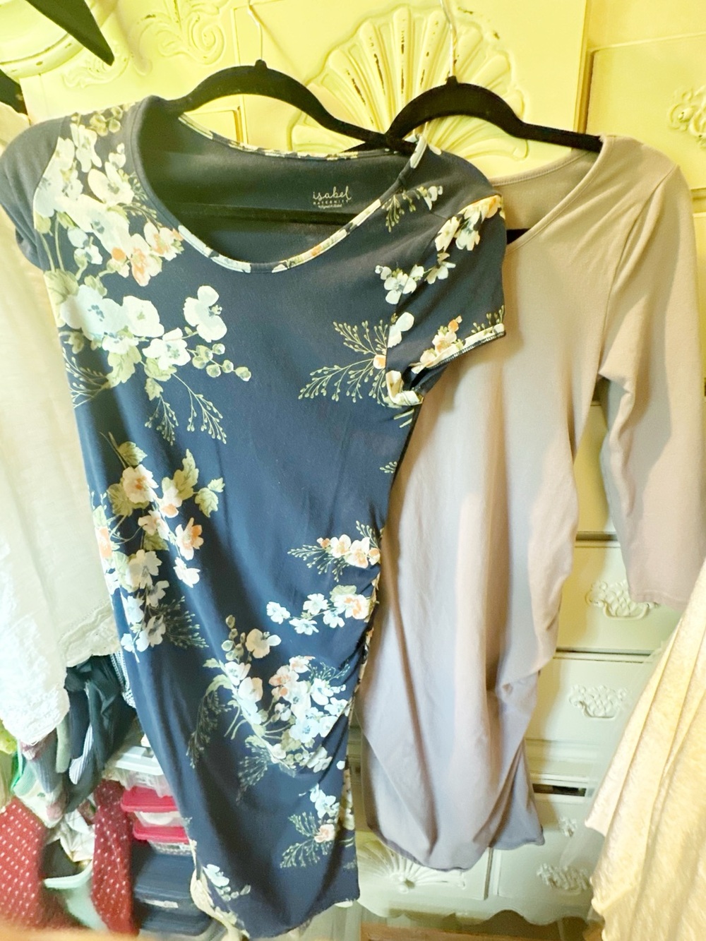 Maternity Navy Floral and Lilac Dress Bundle